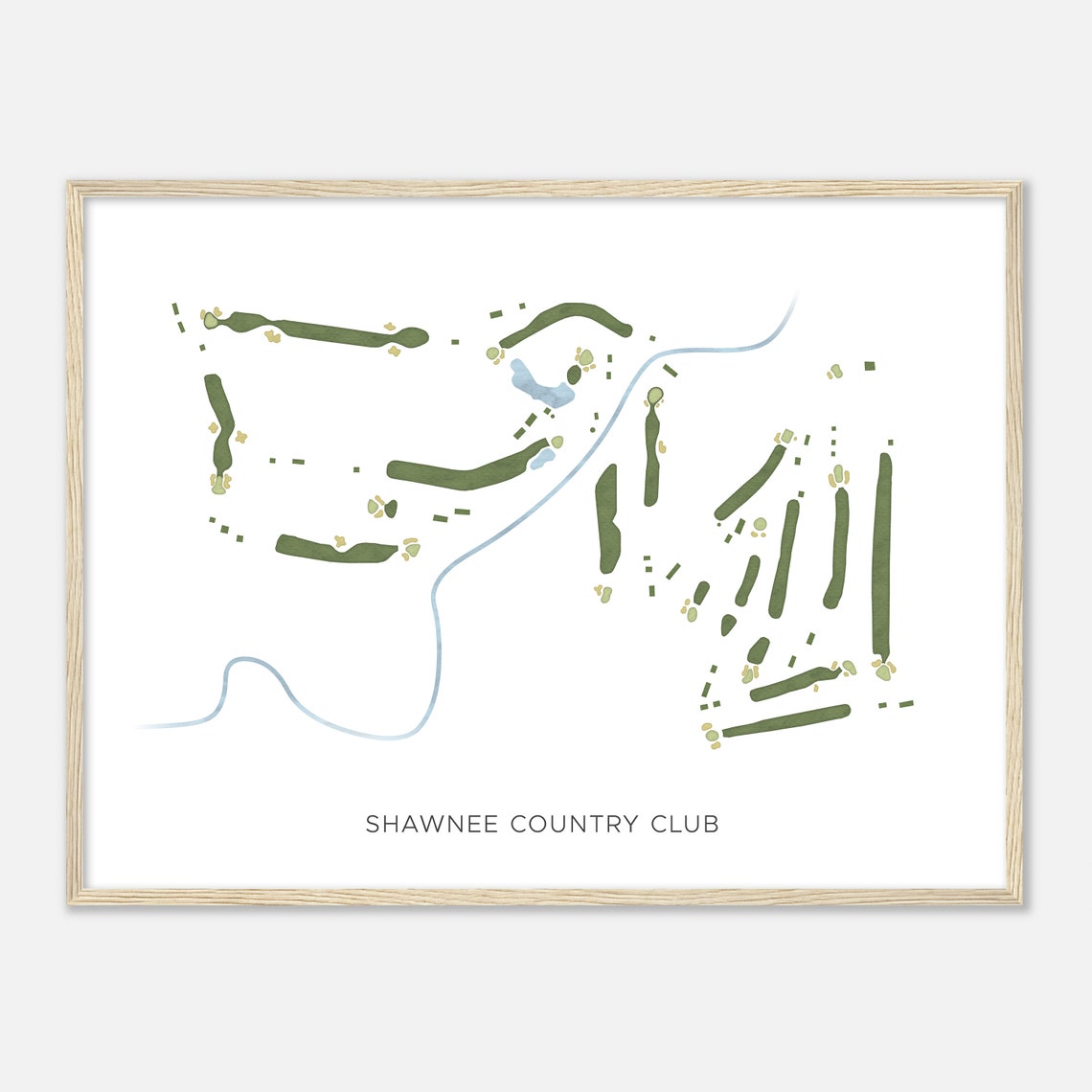 Shawnee Country Club Ohio Modern Watercolor Course Map Poster
