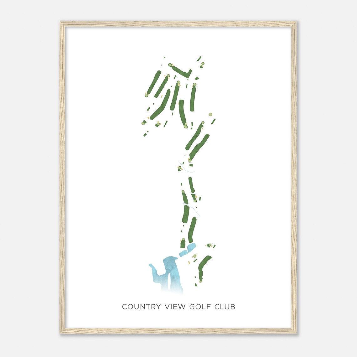 Country View Golf Club Rhode Island Modern Watercolor Map Golfer Gift Golf Wall Art Golf Poster Print Course Layout