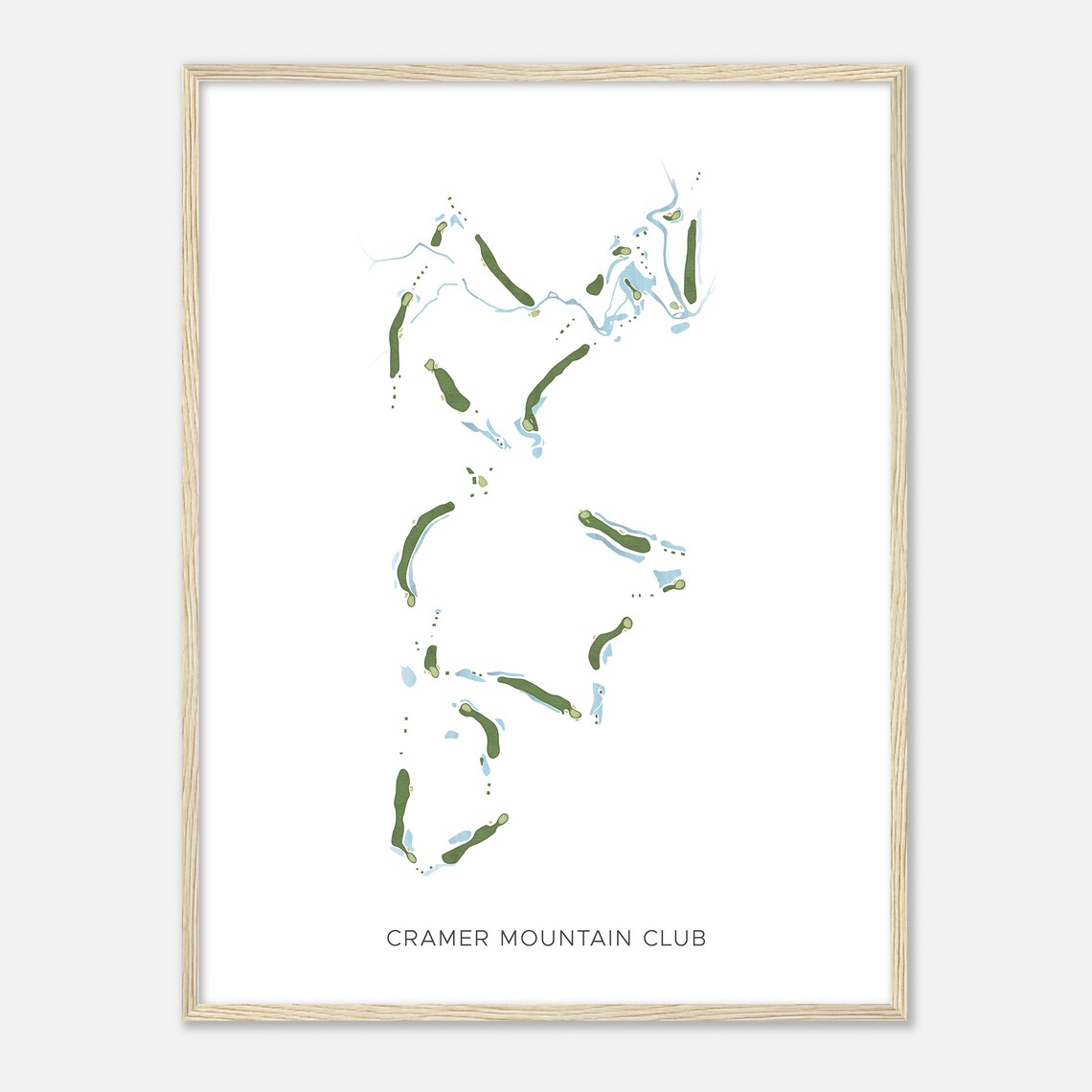 Cramer Mountain Club North Carolina Modern Watercolor Map Golfer Gift Golf Wall Art Golf Poster Print Course Layout