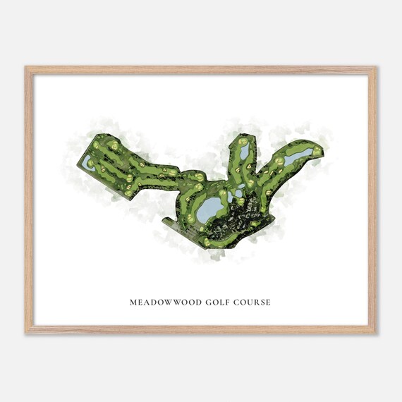 Meadowwood Golf Course Watercolor Aerial Map Green Fairways Poster