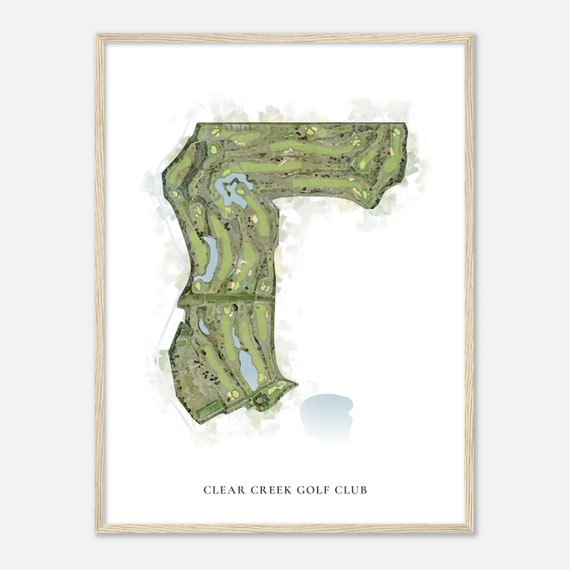 Clear Creek Golf Club Texas Classic Watercolor Map Golfer Gift Golf Wall Art Golf Poster Print Course Layout