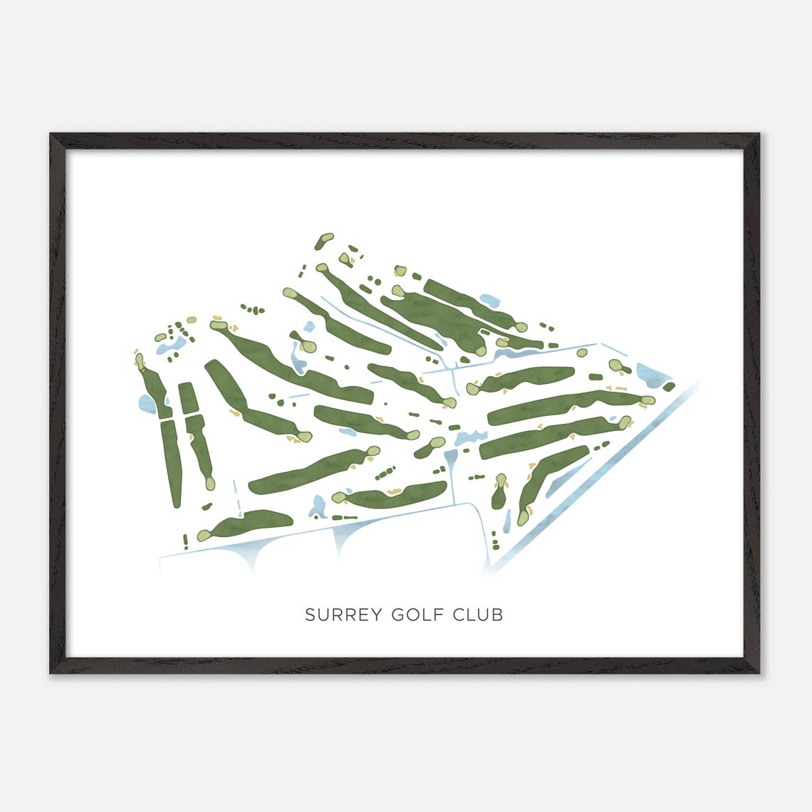 Surrey Golf Club Surrey Canada Modern Watercolor Course Map Poster - Image 4