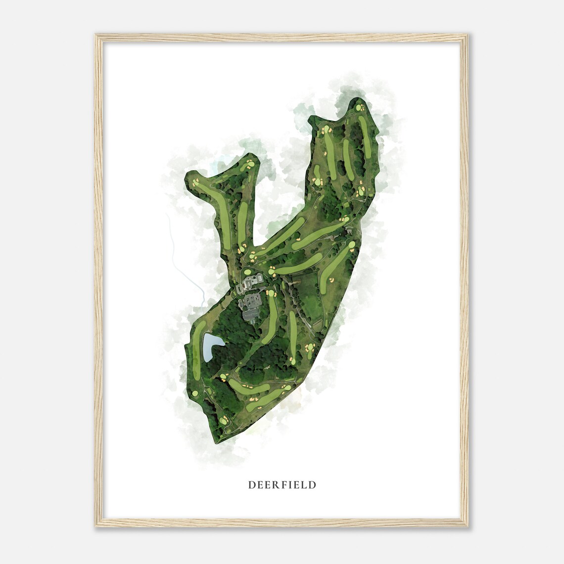Deerfield Delaware Classic Watercolor Map Golf Poster