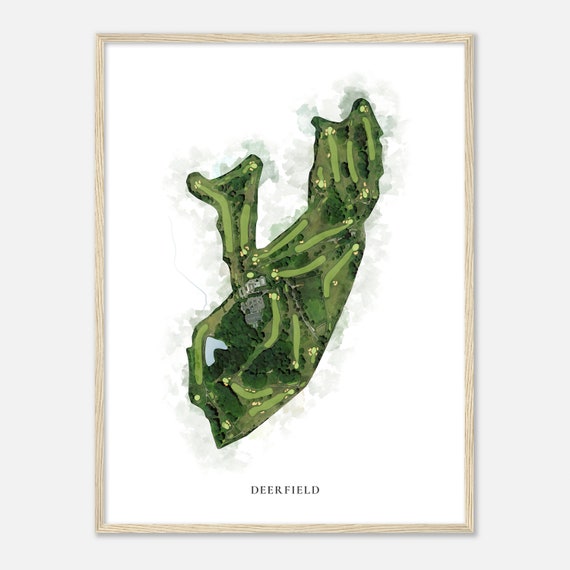 Deerfield Delaware Classic Watercolor Map Golf Poster