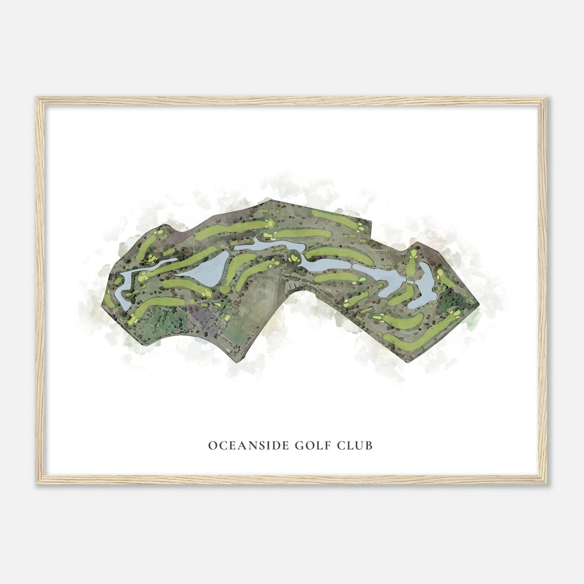 Oceanside Golf Club Classic Watercolor Fairway Map Golfer Gift Poster - Image 2