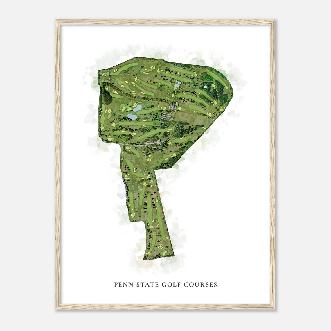 Penn State Golf Courses Watercolor Map Art Print