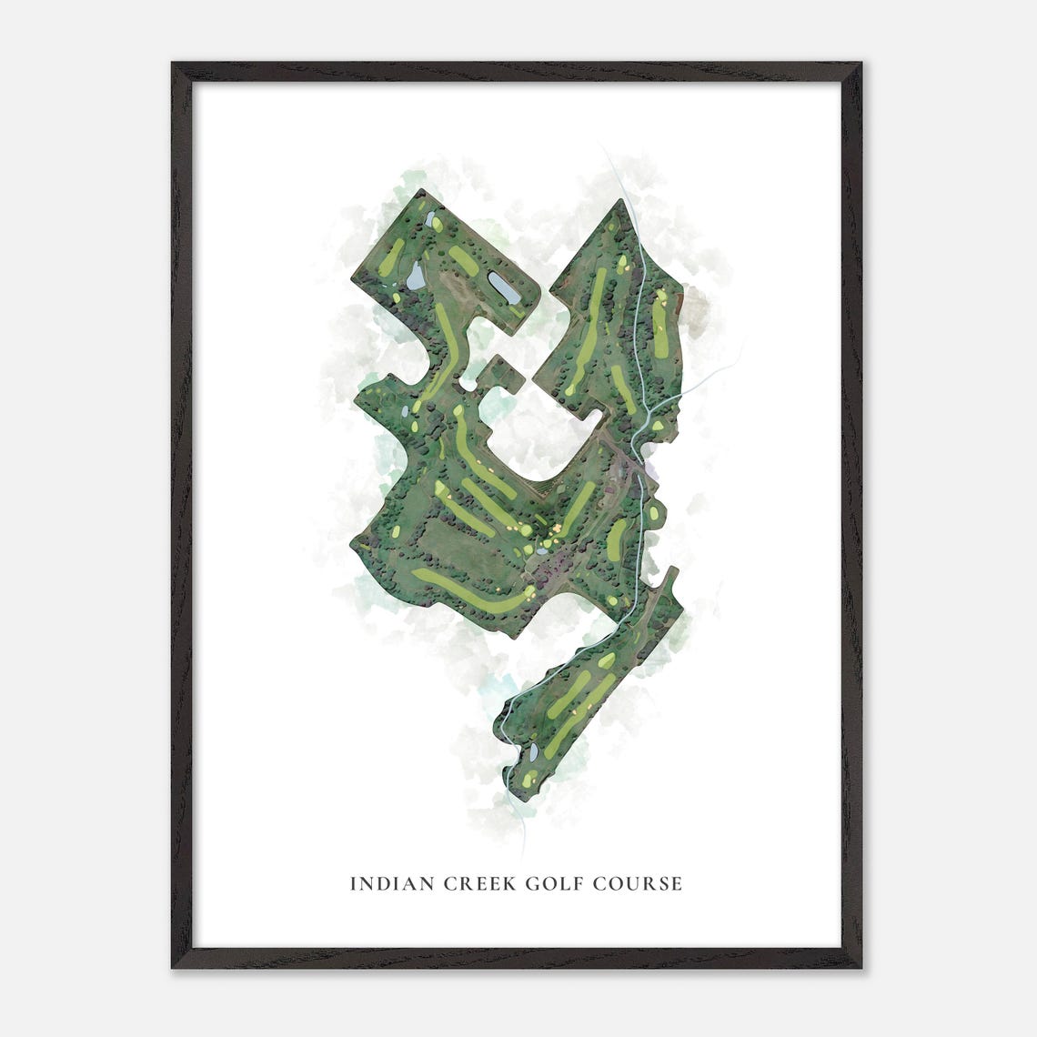 Indian Creek Golf Course Oregon Classic Watercolor Map Poster - Image 3