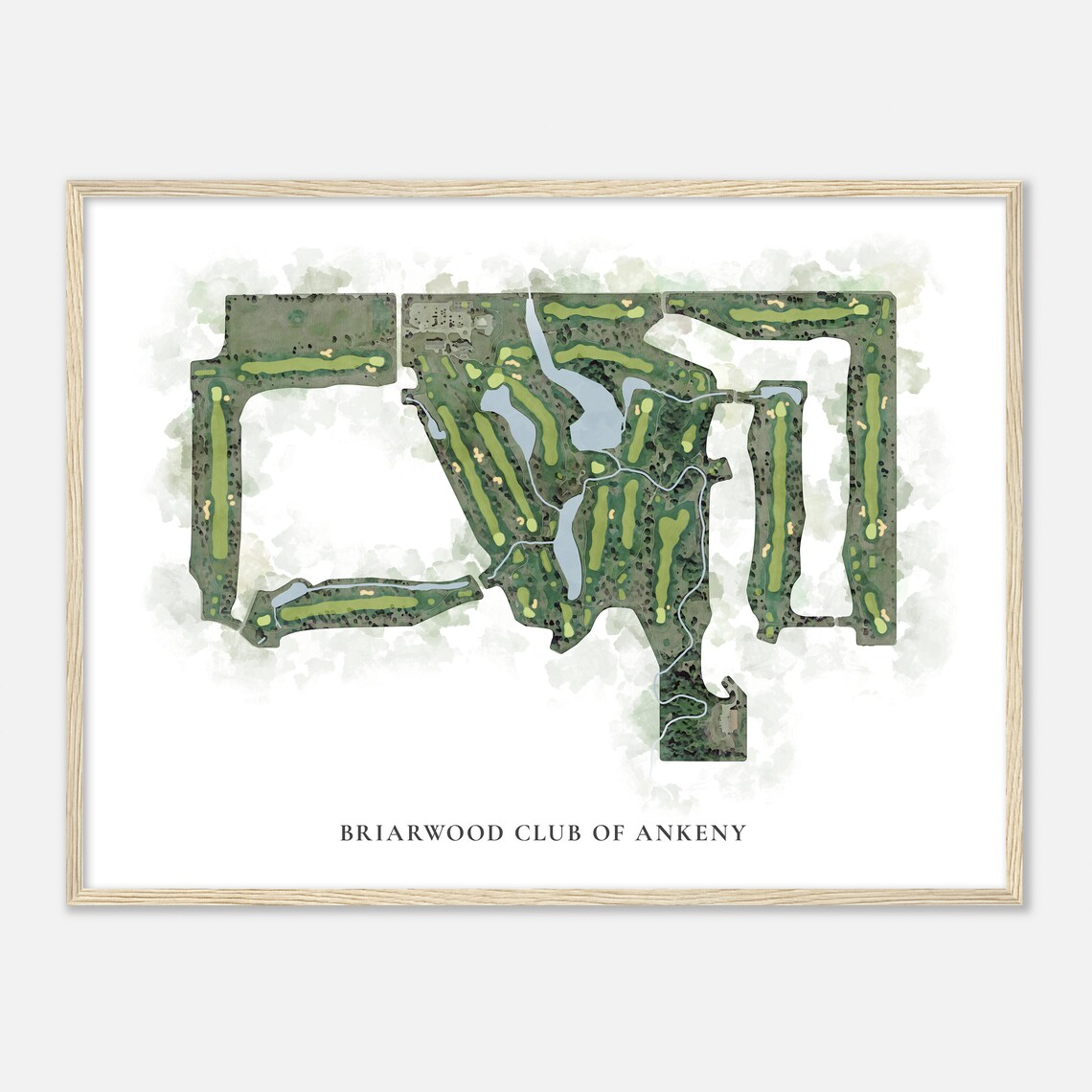 Briarwood Club Of Ankeny Watercolor Aerial Map Golfer Gift Poster - Image 2