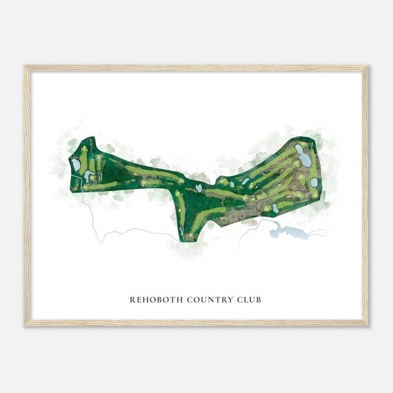 Rehoboth Country Club Massachusetts Classic Watercolor Map Golfer Gift Golf Wall Art Golf Poster Print Course Layout