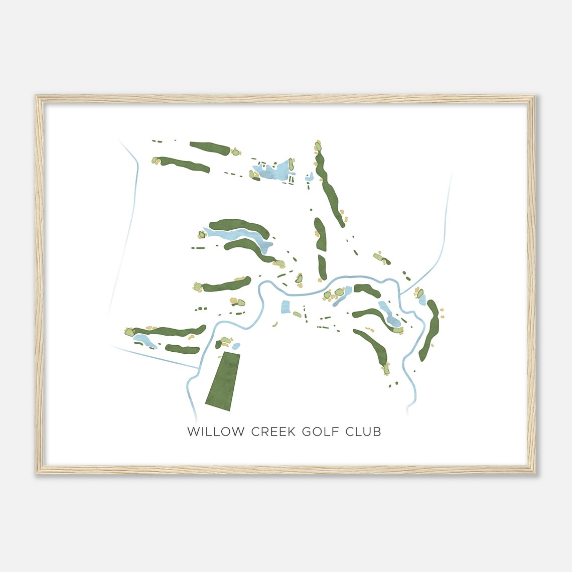Willow Creek Golf Club Texas Modern Watercolor Course Map Poster - Image 2