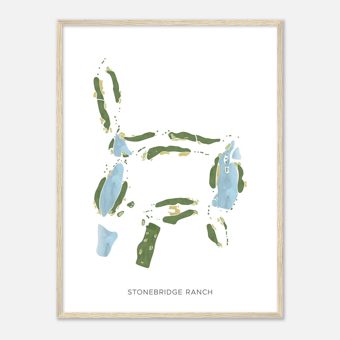 Stonebridge Ranch Artistic Modern Watercolor Golf Course Map Poster