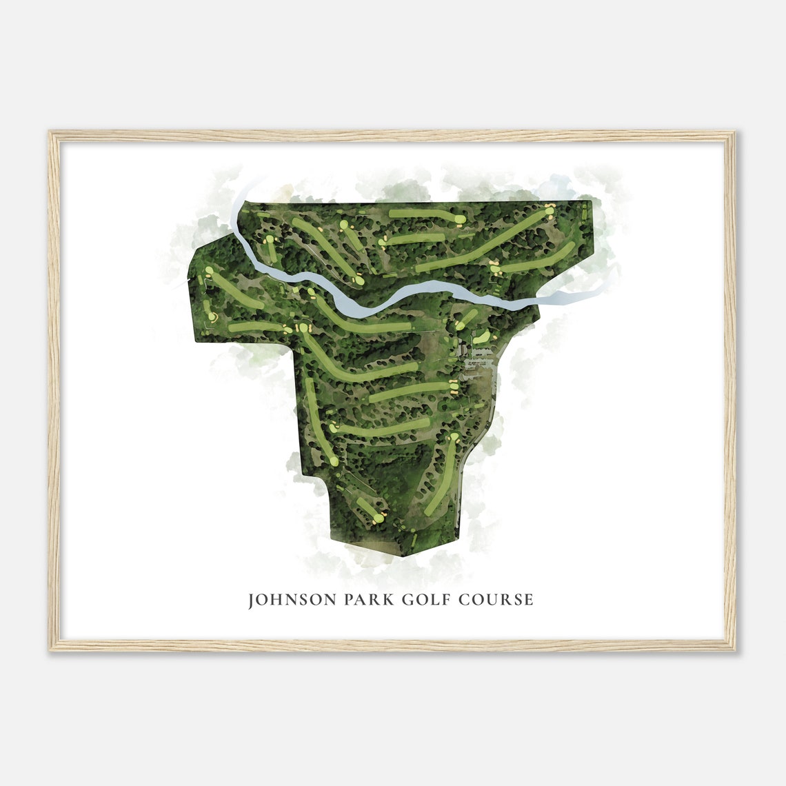 Johnson Park Golf Course Watercolor Aerial Golf Course Map Poster