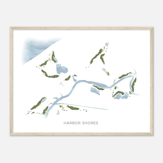 Harbor Shores Michigan Modern Watercolor Map Golfer Gift Golf Wall Art Golf Poster Print Course Layout