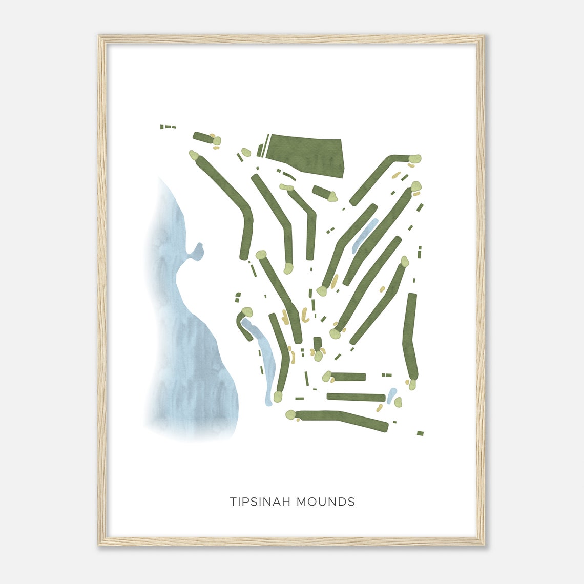 Tipsinah Mounds Minnesota Modern Minimal Watercolor Golf Map Poster - Image 2