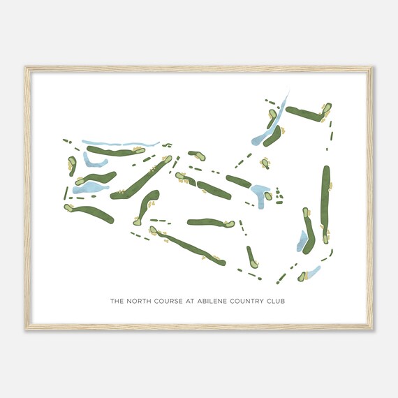 The North Course At Abilene Country Club Texas Modern Watercolor Map Golfer Gift Golf Wall Art Golf Poster Print Course Layout
