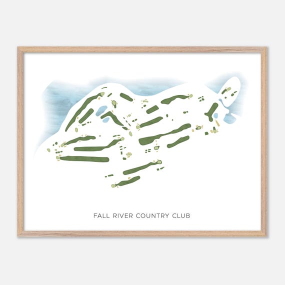 Fall River Country Club In Fall River Massachusetts Modern Watercolor Map Golfer Gift Golf Wall Art Golf Poster Print Course Layout