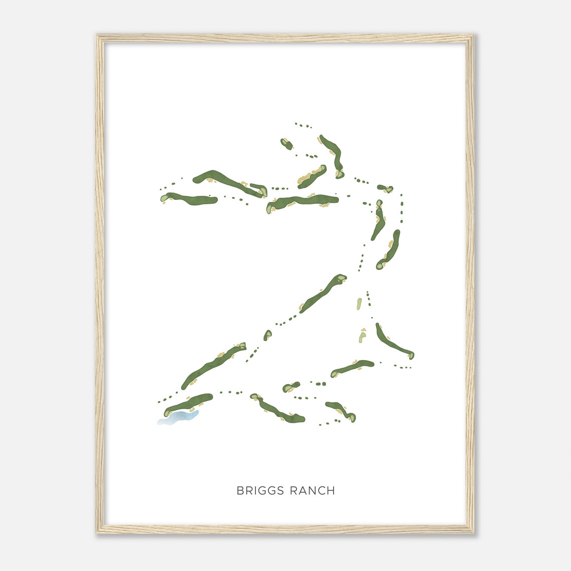 Briggs Ranch Texas Modern Minimalist Watercolor Golf Map Poster - Image 2