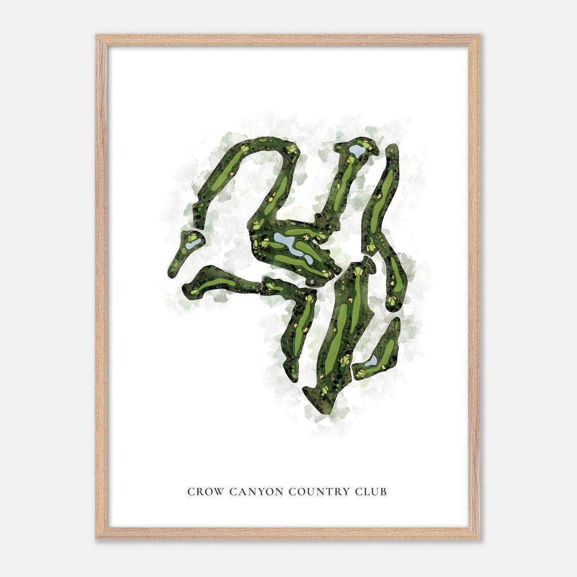 Crow Canyon Country Club Watercolor Course Layout Map Art Poster - Image 2