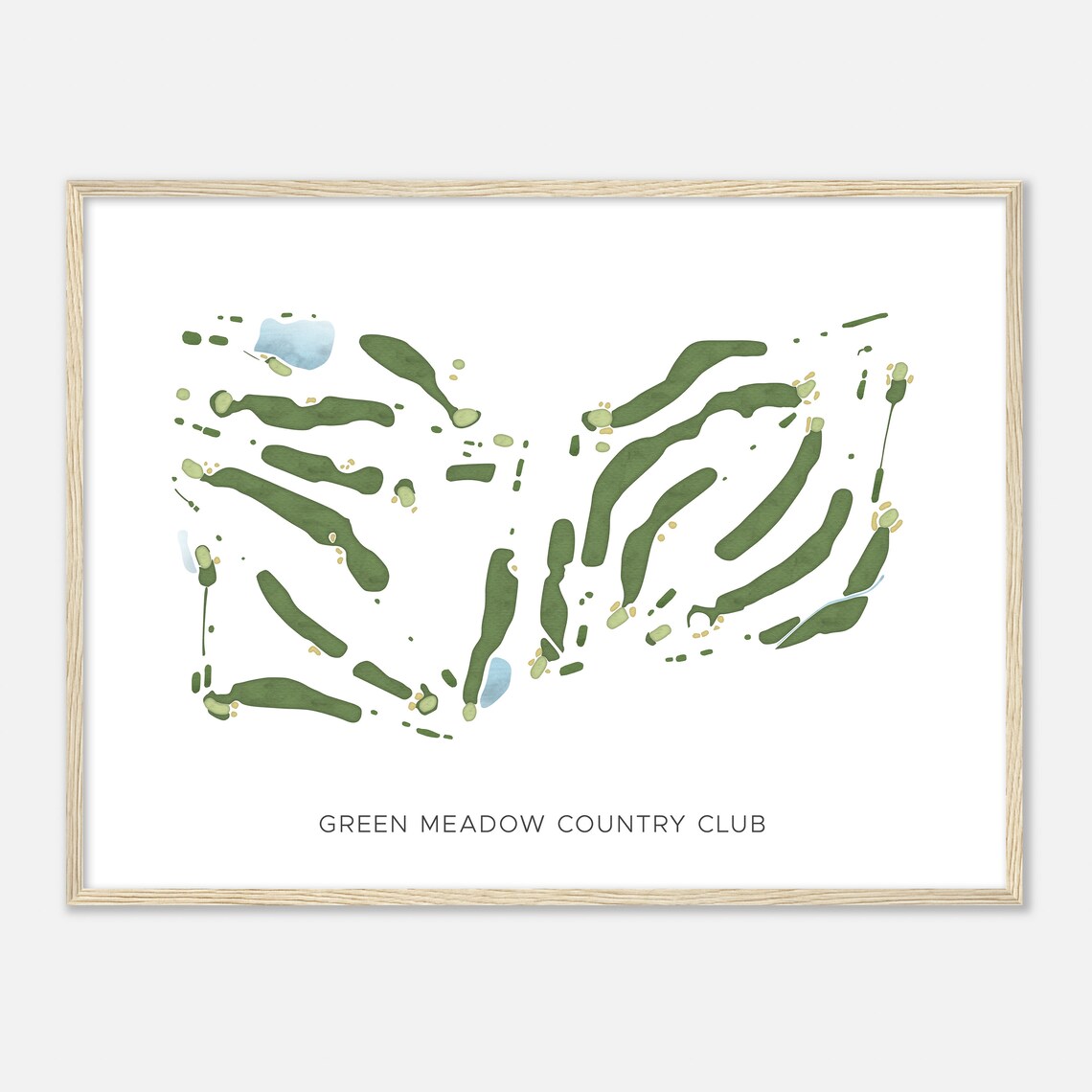 Green Meadow Country Club Tennessee Modern Watercolor Course Map Poster