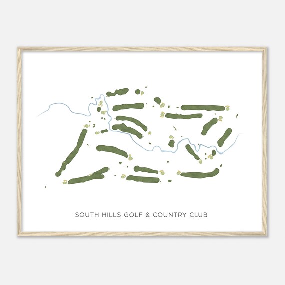 South Hills Golf Country Club Wisconsin Modern Watercolor Map Golfer Gift Golf Wall Art Golf Poster Print Course Layout