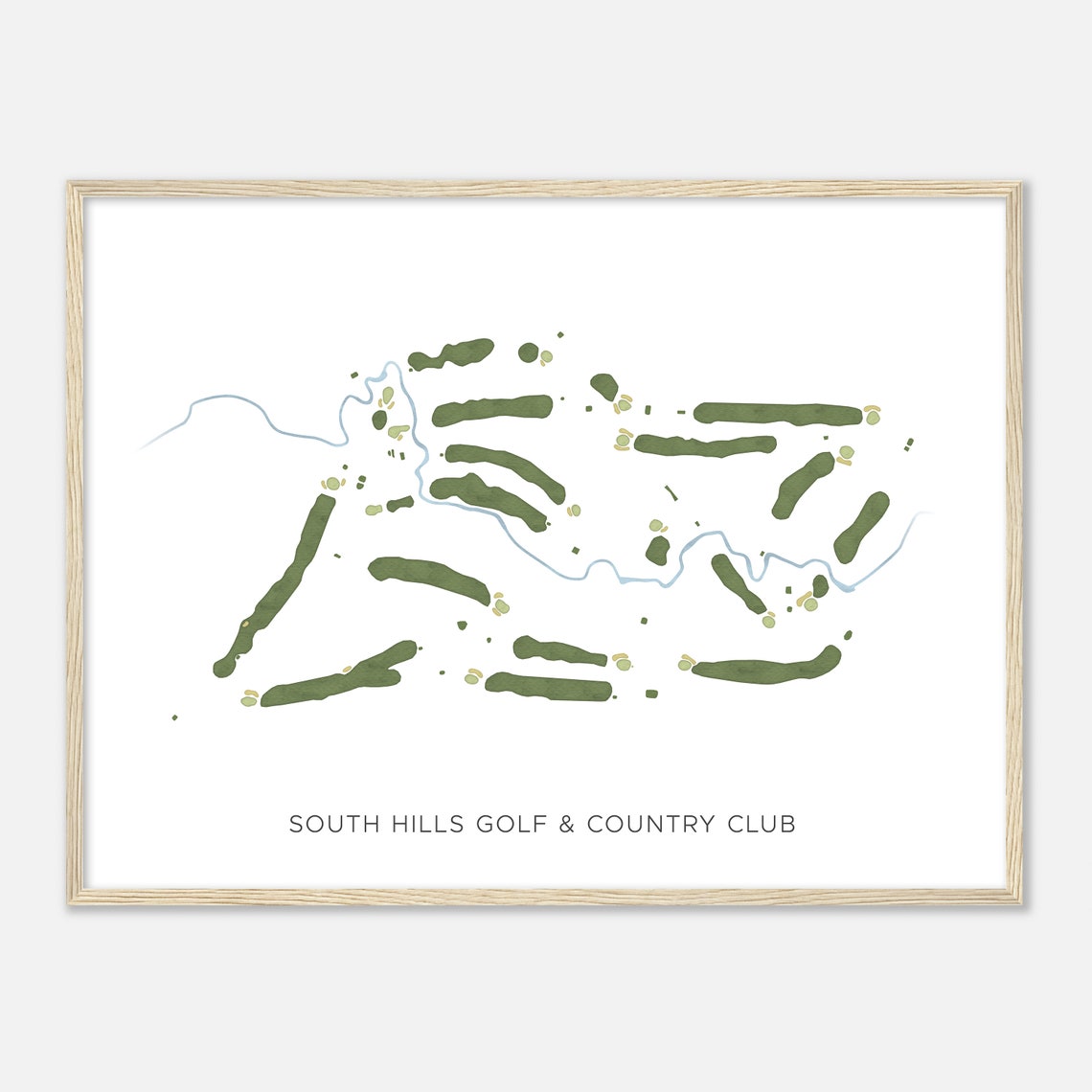 South Hills Golf Country Club Minimalist Course Map Wall Art
