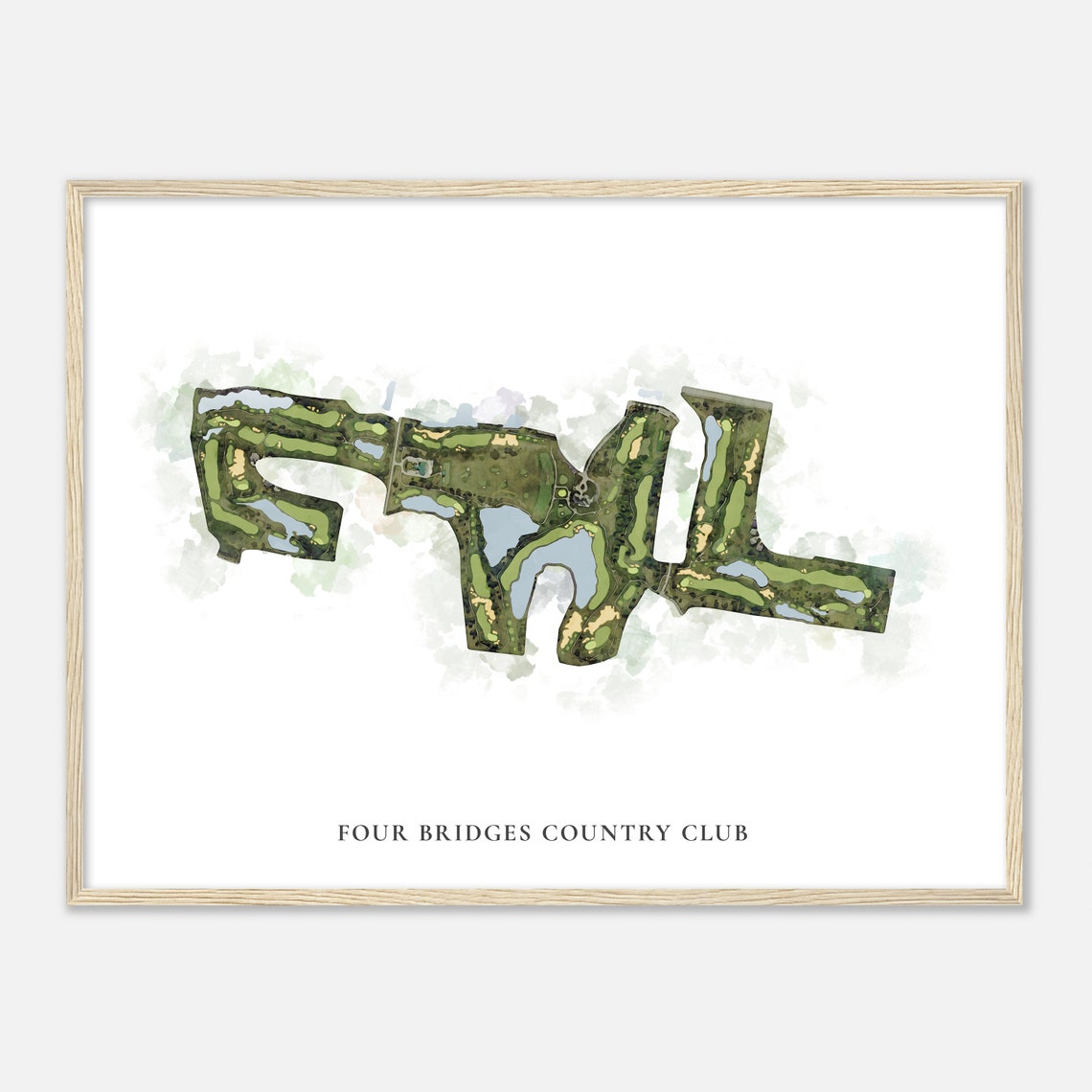 Four Bridges Country Club Ohio Classic Watercolor Map Golfer Gift Golf Wall Art Golf Poster Print Course Layout - Image 2