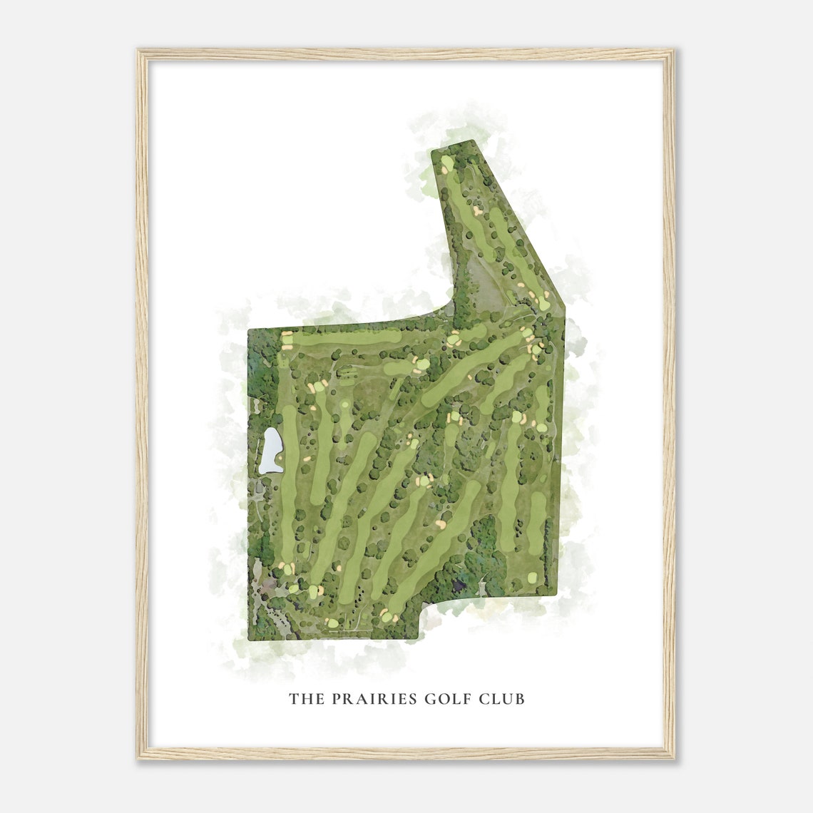 The Prairies Golf Club Classic Watercolor Aerial Course Map Poster - Image 2