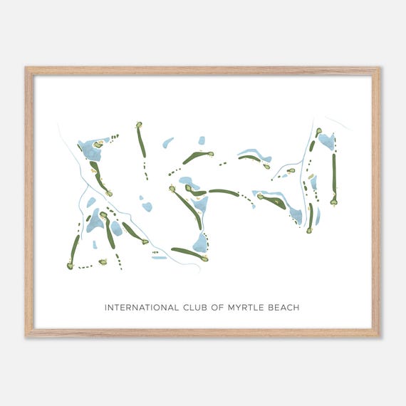 International Club Of Myrtle Beach In Murrells Inlet South Carolina Modern Watercolor Map Golfer Gift Golf Wall Art
