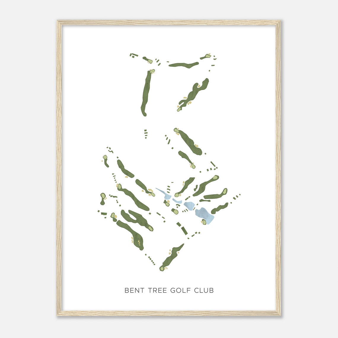 Bent Tree Golf Club Minimalist Watercolor Course Map Sports Wall Art