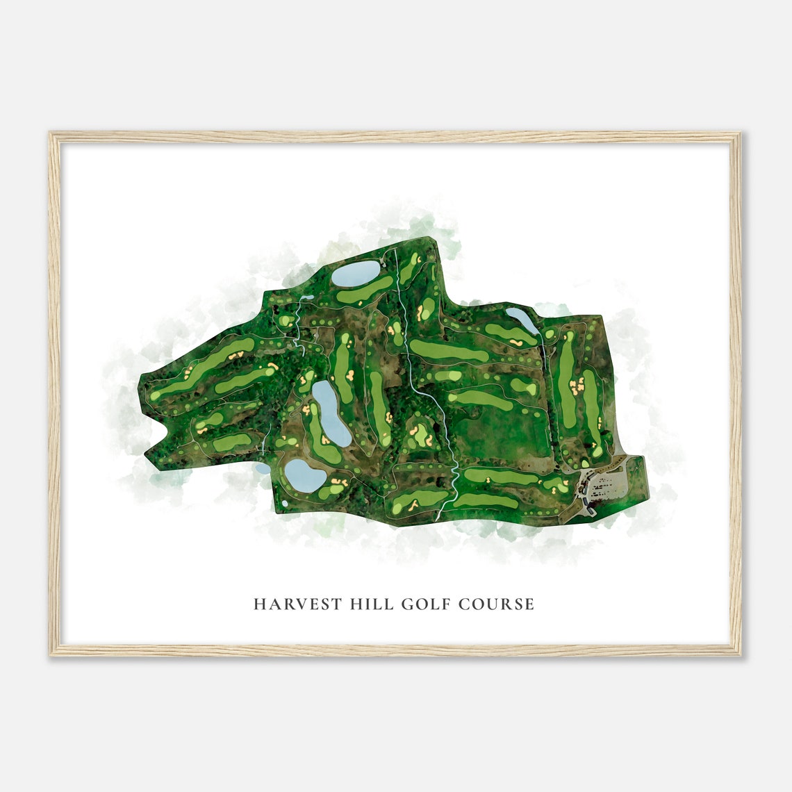 Harvest Hill Golf Course Classic Watercolor Golf Course Map Poster - Image 2