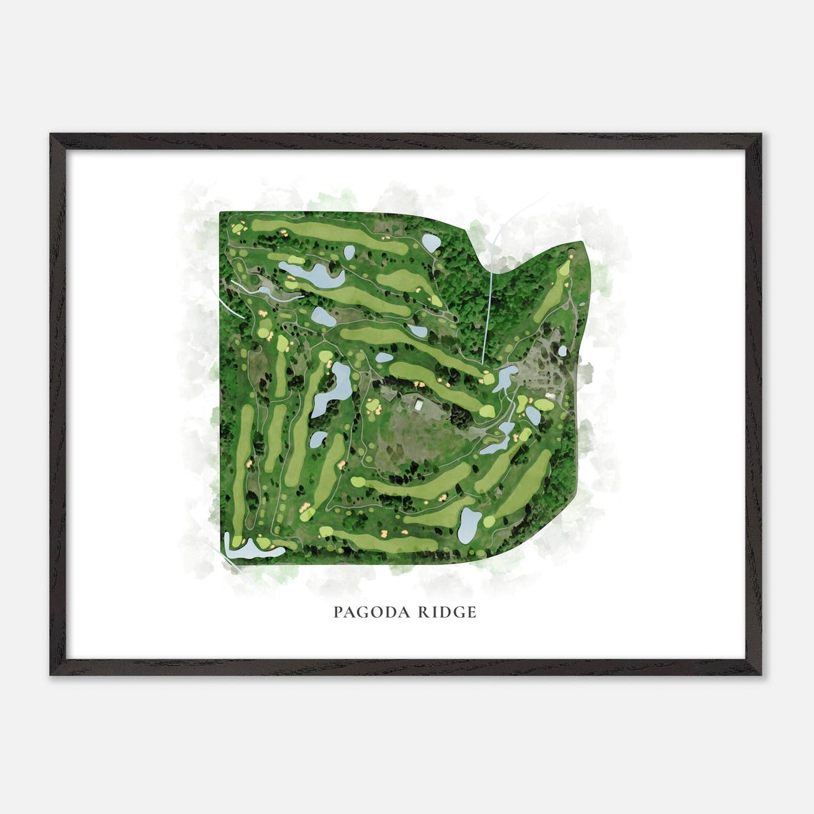 Pagoda Ridge Golf Course Classic Watercolor Course Layout Map Poster - Image 4