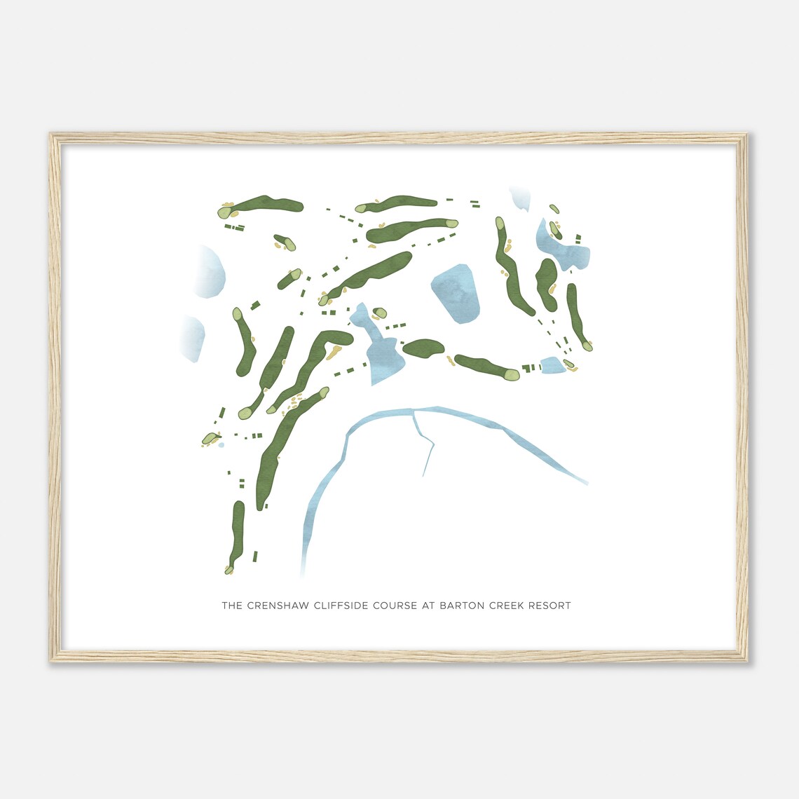 The Crenshaw Cliffside Course At Barton Creek Resort Modern Watercolor Golf Map Poster - Image 2