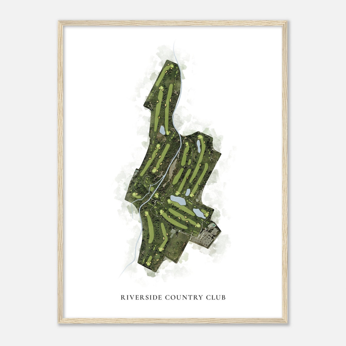 Riverside Country Club Classic Watercolor Golf Course Map Poster