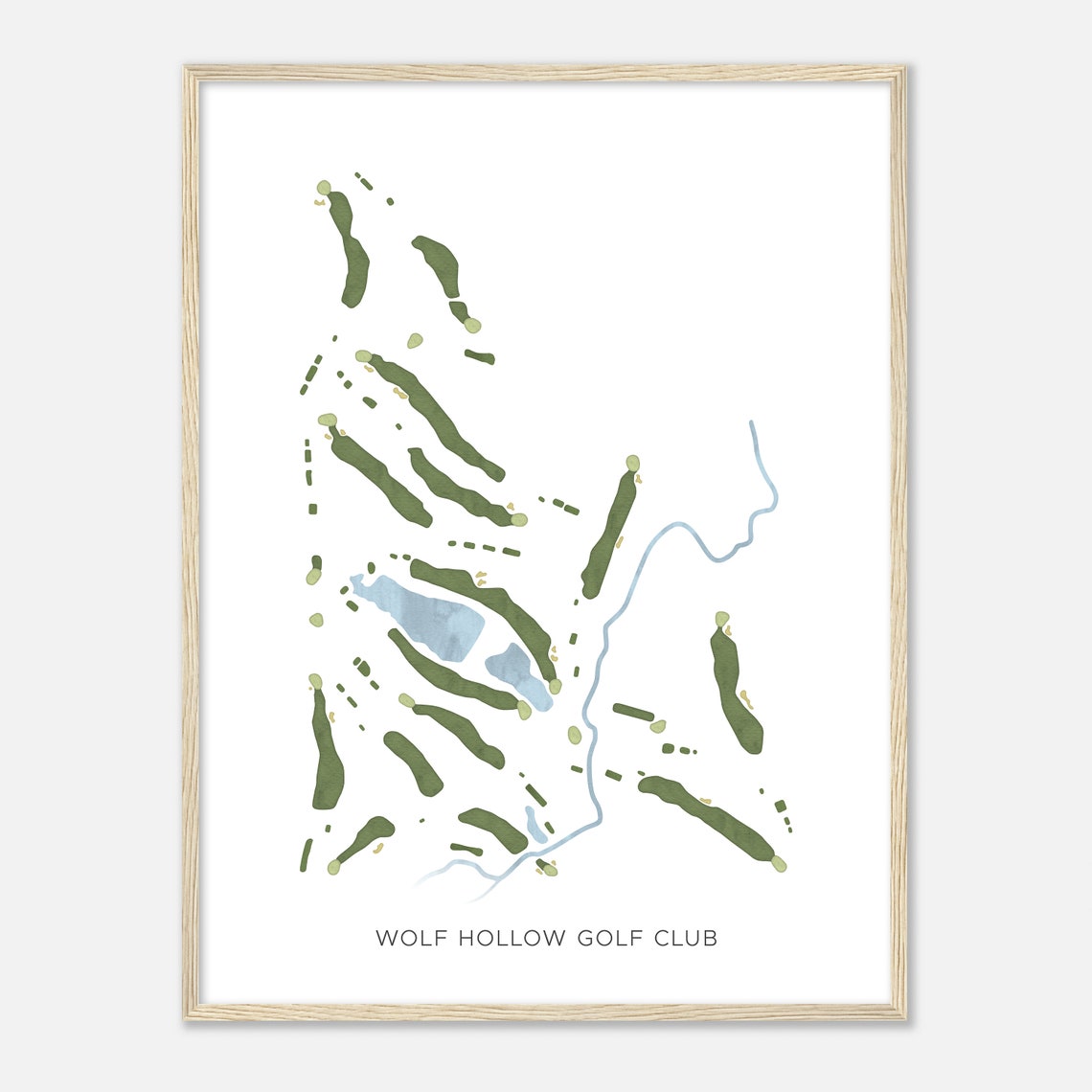 Wolf Hollow Golf Club Missouri Modern Watercolor Map Poster Gift - Image 2