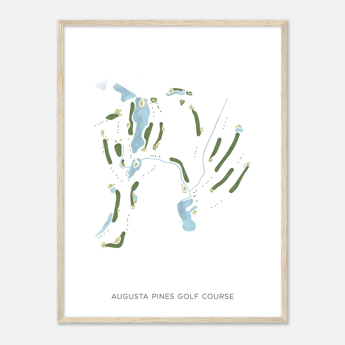 Augusta Pines Golf Course Texas Minimalist Watercolor Map Poster