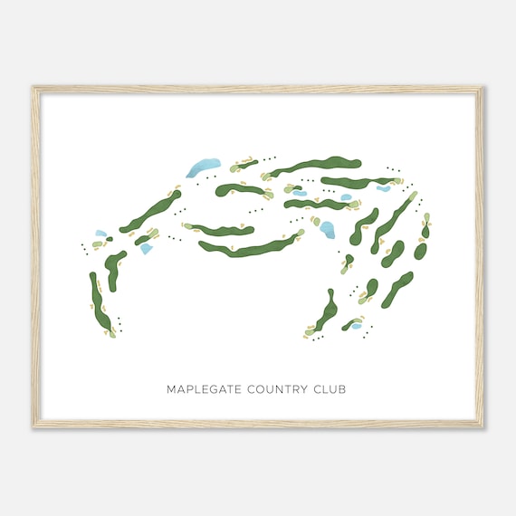 Maplegate Country Club Massachusetts Modern Watercolor Map Golfer Gift Golf Wall Art Golf Poster Print Course Layout