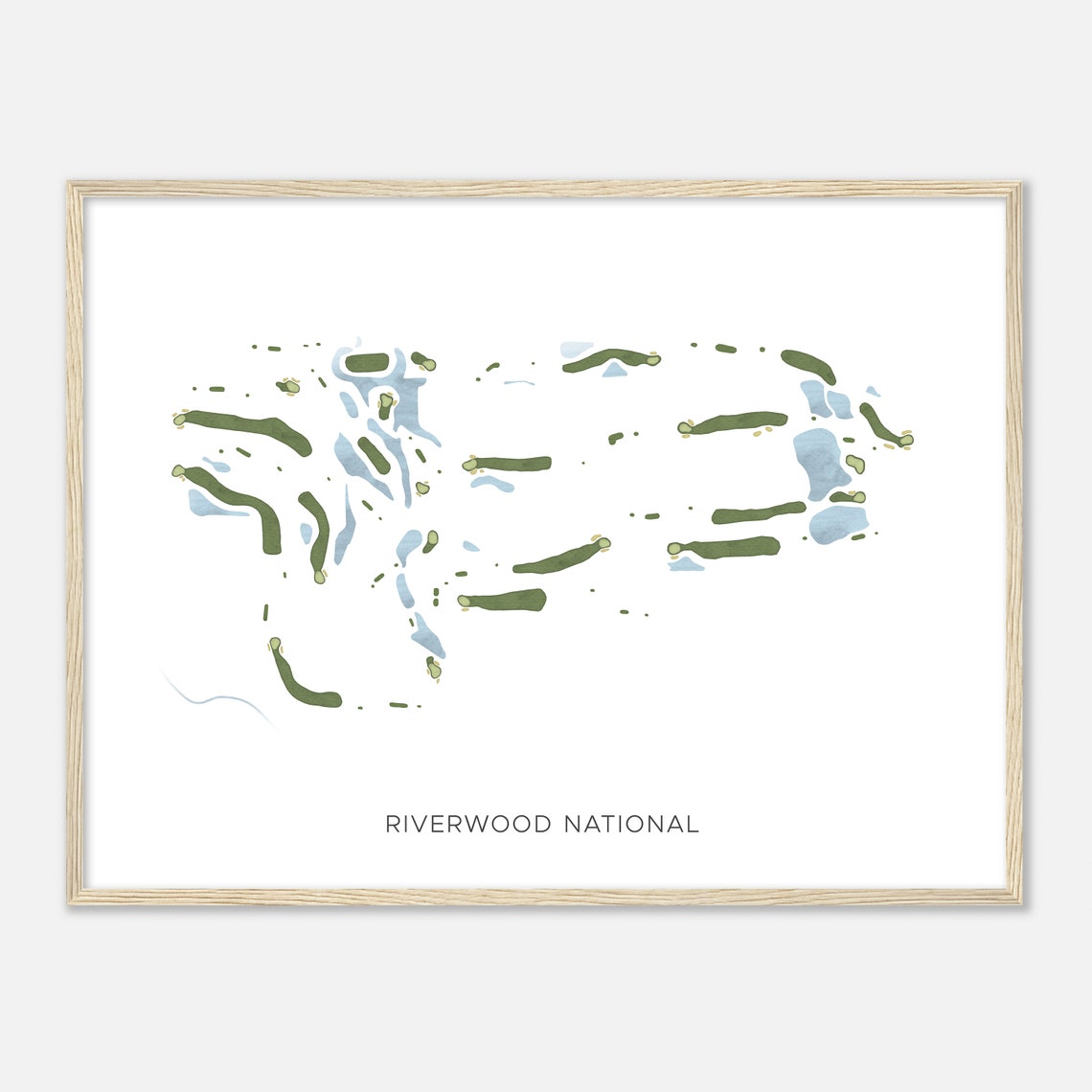 Riverwood National Modern Minimalist Watercolor Course Map Poster