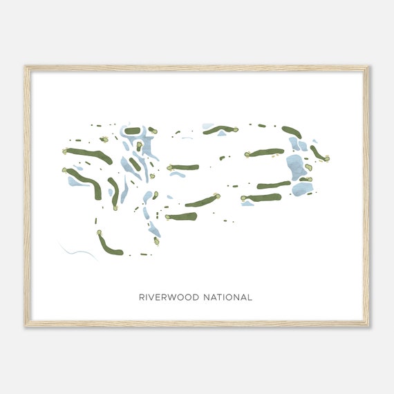 Riverwood National Minnesota Modern Watercolor Map Golfer Gift Golf Wall Art Golf Poster Print Course Layout
