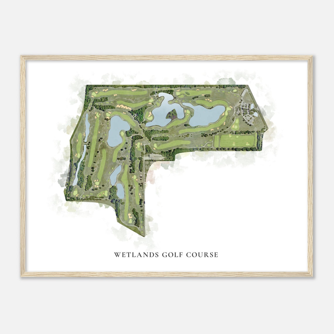 Wetlands Golf Course Louisiana Classic Watercolor Map Golf Poster - Image 2