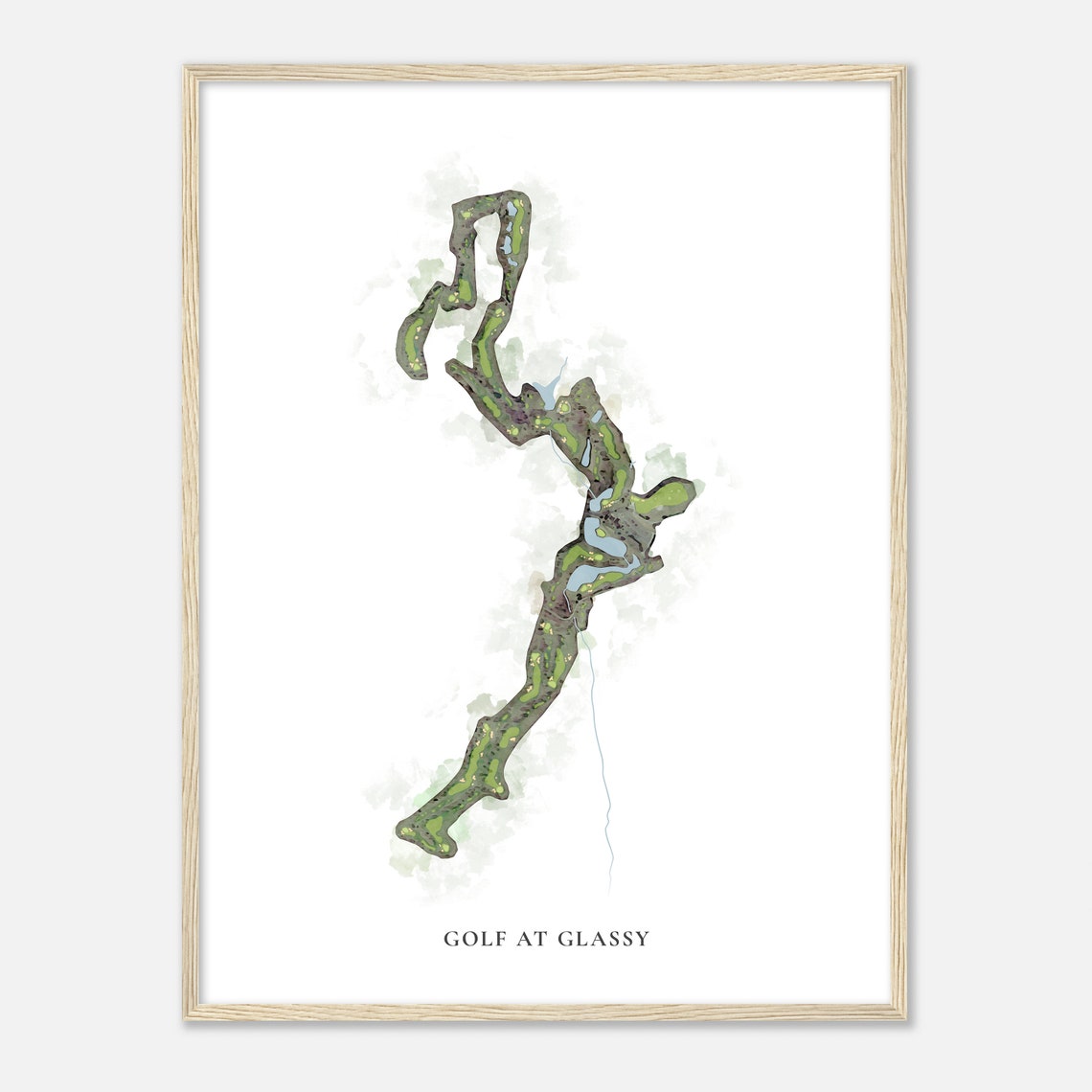 Golf At Glassy Classic Watercolor Golf Course Map Art Poster - Image 2