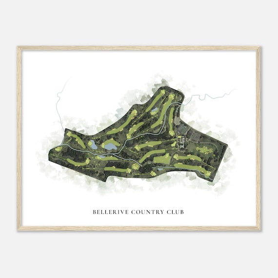 Bellerive Country Club Missouri Classic Watercolor Map Golfer Gift Golf Wall Art Golf Poster Print Course Layout