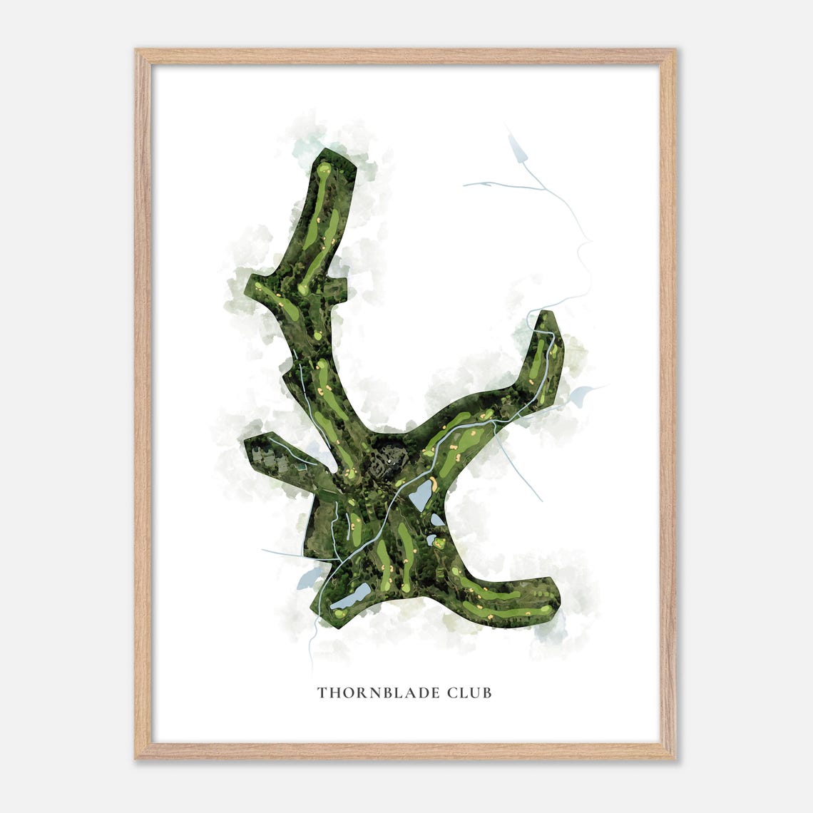 Thornblade Club Classic Aerial Watercolor Course Map Art Poster - Image 2