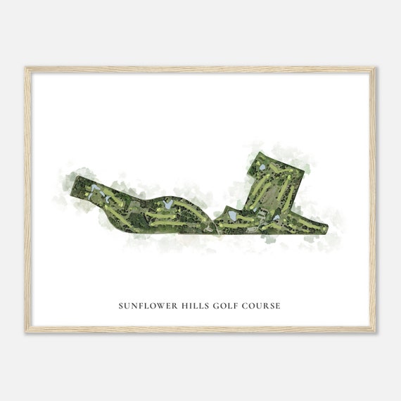 Sunflower Hills Golf Course Kansas Classic Watercolor Map Golfer Gift Golf Wall Art Golf Poster Print Course Layout