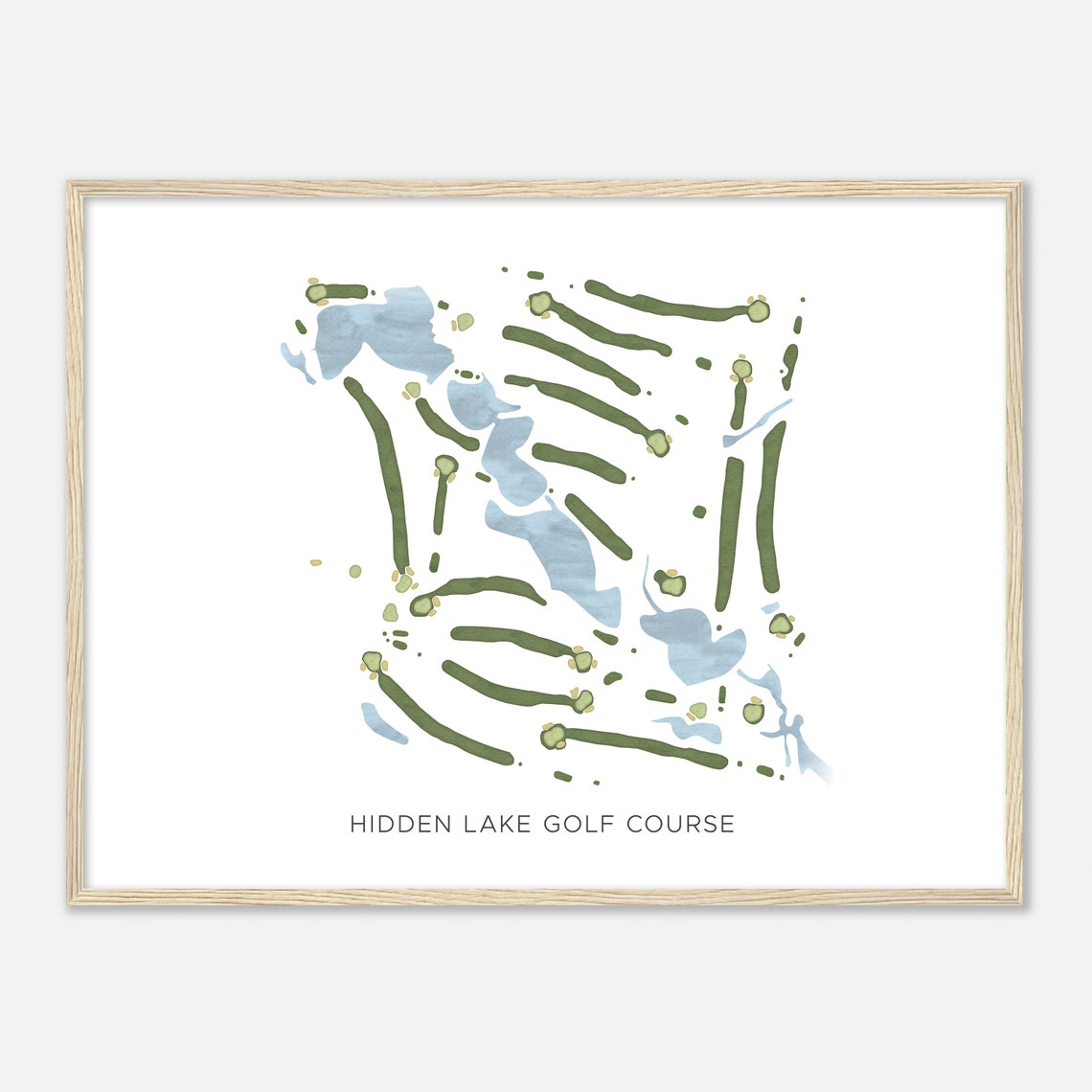 Hidden Lake Golf Course Minimalist Map Lakes Sports Wall Art - Image 2
