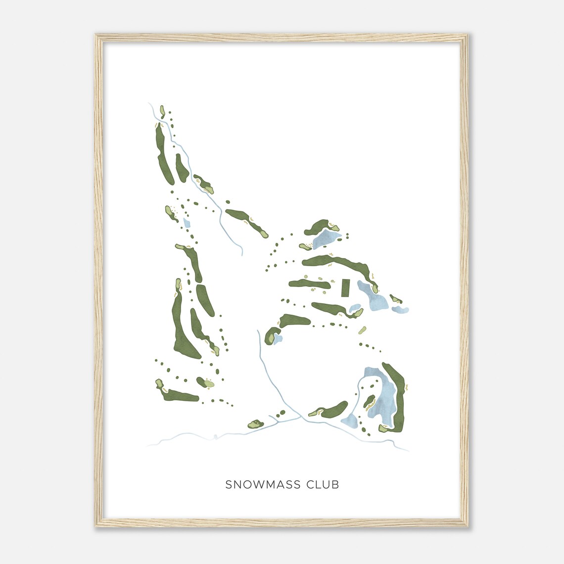 Snowmass Club Modern Wide Watercolor Fairway Map Golfer Poster