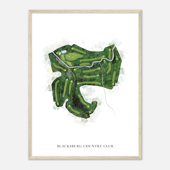 Blacksburg Country Club Virginia Classic Watercolor Map Golfer Gift Golf Wall Art Golf Poster Print Course Layout