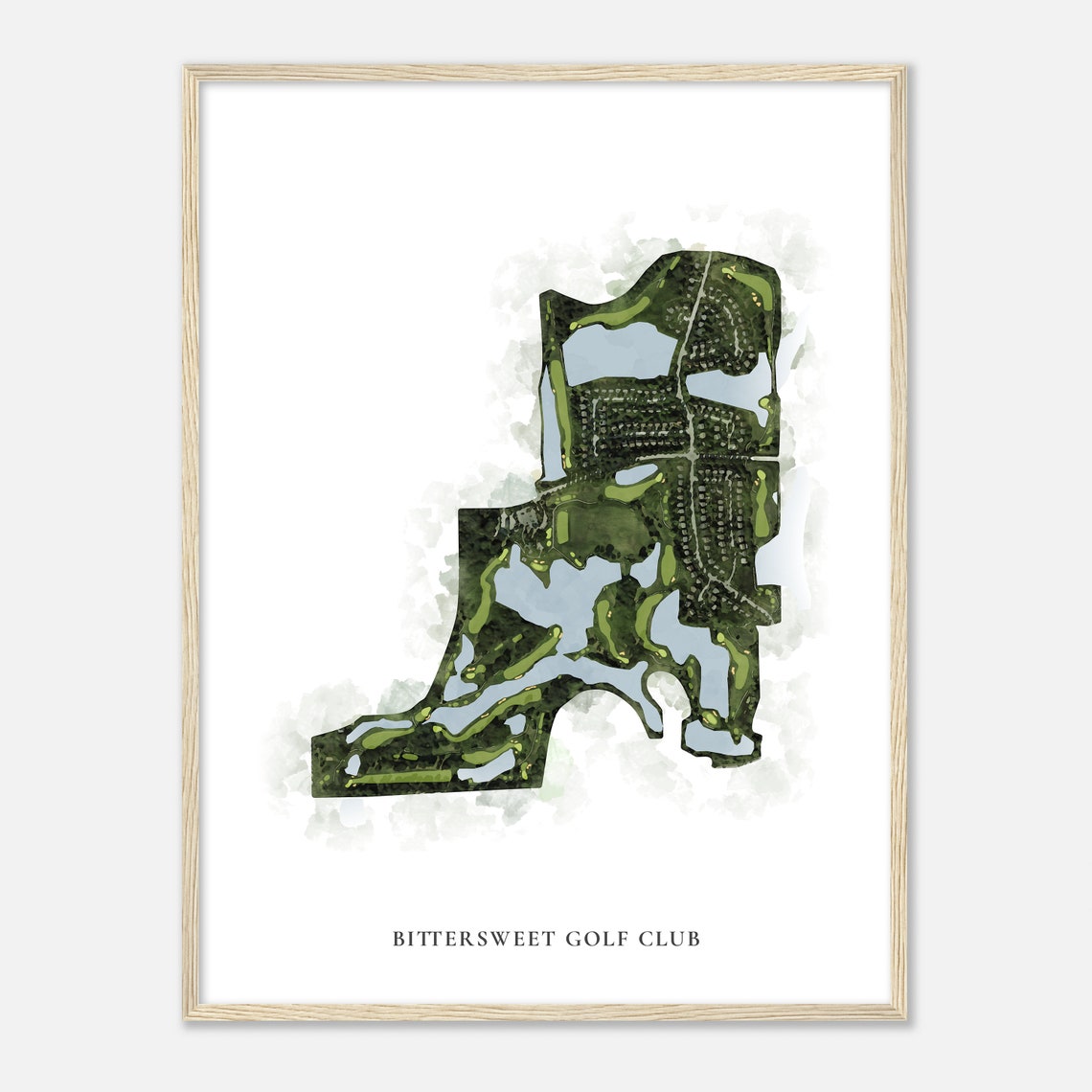 Bittersweet Golf Club Illinois Classic Watercolor Map Golfer Gift Golf Wall Art Golf Poster Print Course Layout - Image 2