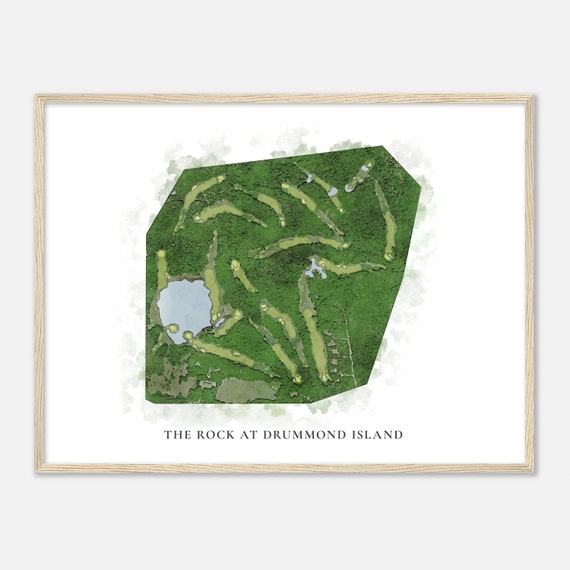 The Rock At Drummond Island Michigan Classic Watercolor Map Golfer Gift Golf Wall Art Golf Poster Print Course Layout