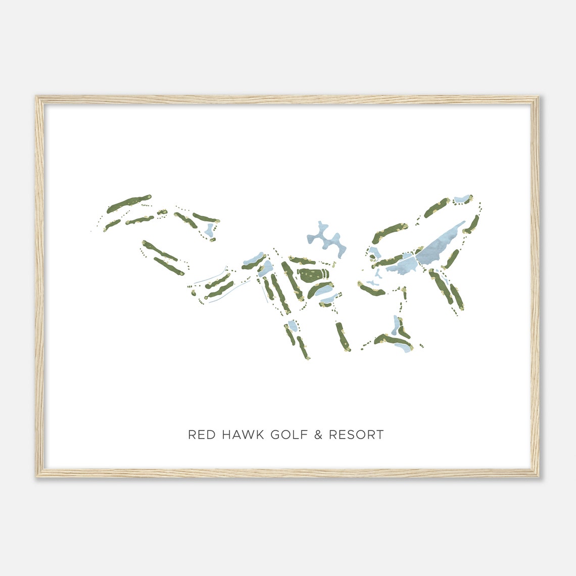 Red Hawk Golf Resort Watercolor Course Map Golfer Gift Poster