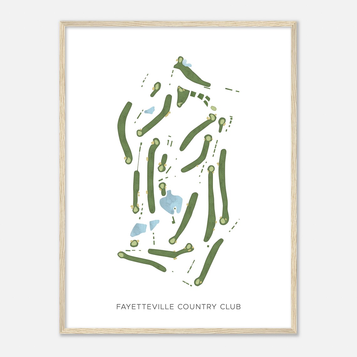 Fayetteville Country Club Arkansas Modern Watercolor Map Poster